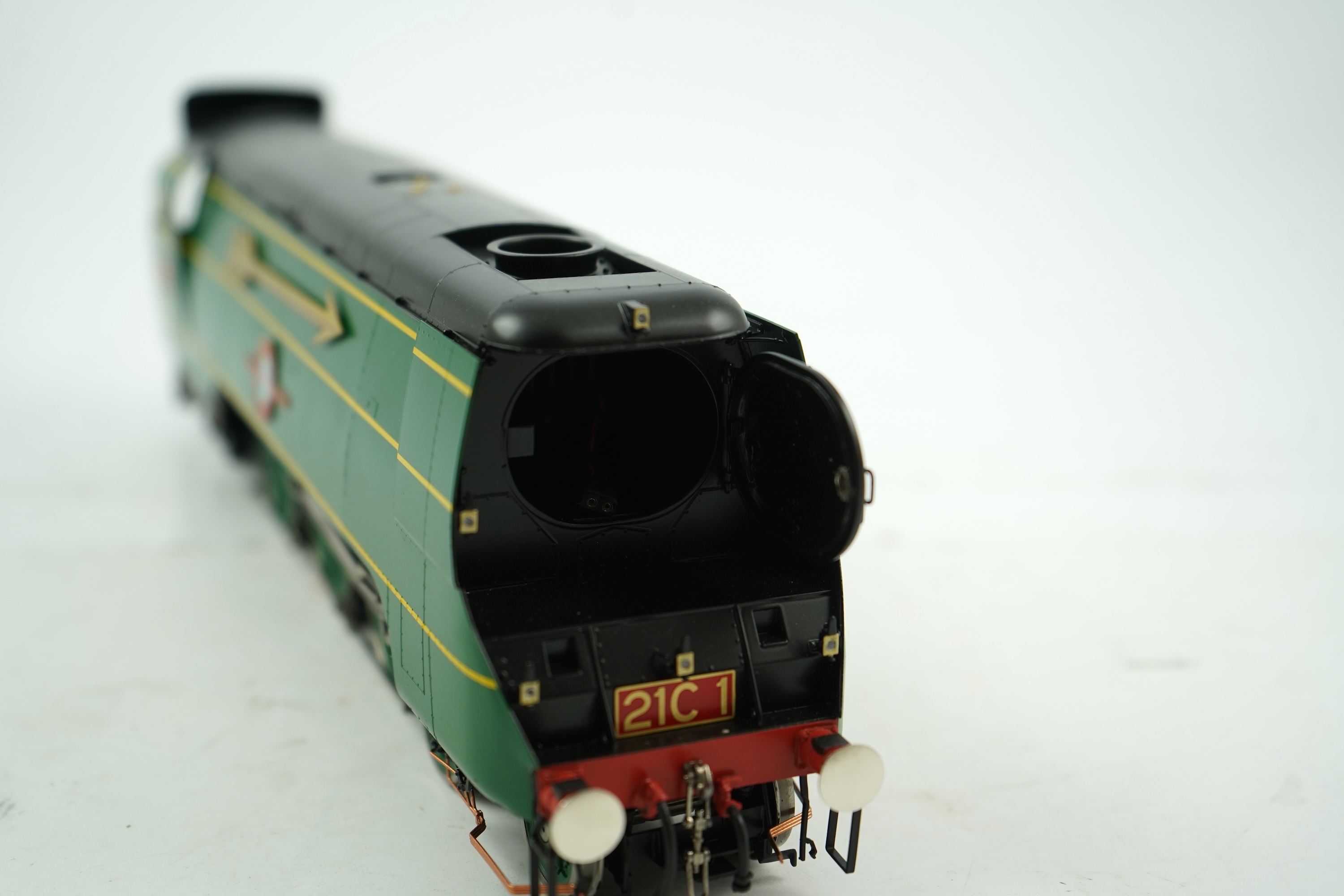 An 0 Gauge Golden Age Models Ltd by F C Models, model of a Southern Railway Merchant Navy Class Channel Packet 21C1, 4-6-2 tender locomotive, powered for two rail operation, with original box and operating instructions.